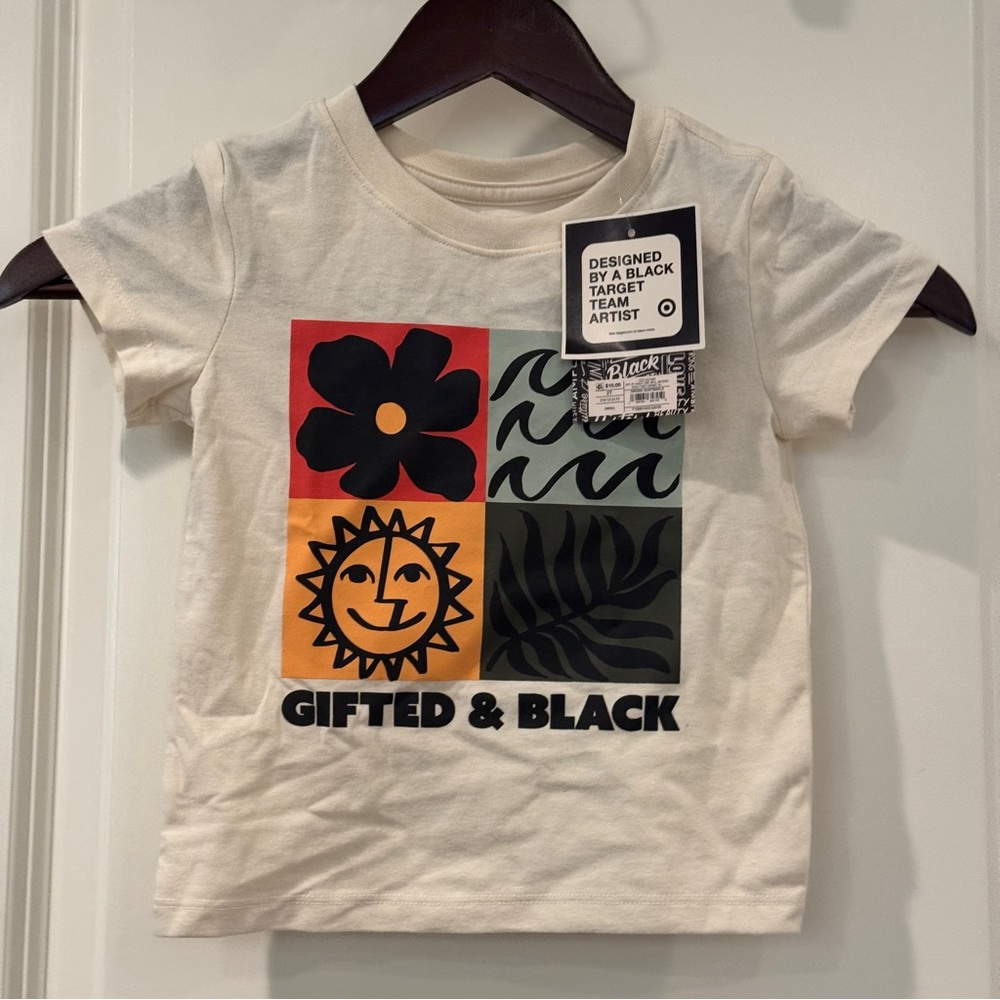 Gifted & Black Kids Graphic T-Shirt Cream Tee - Size 2T by a Black Team Artist